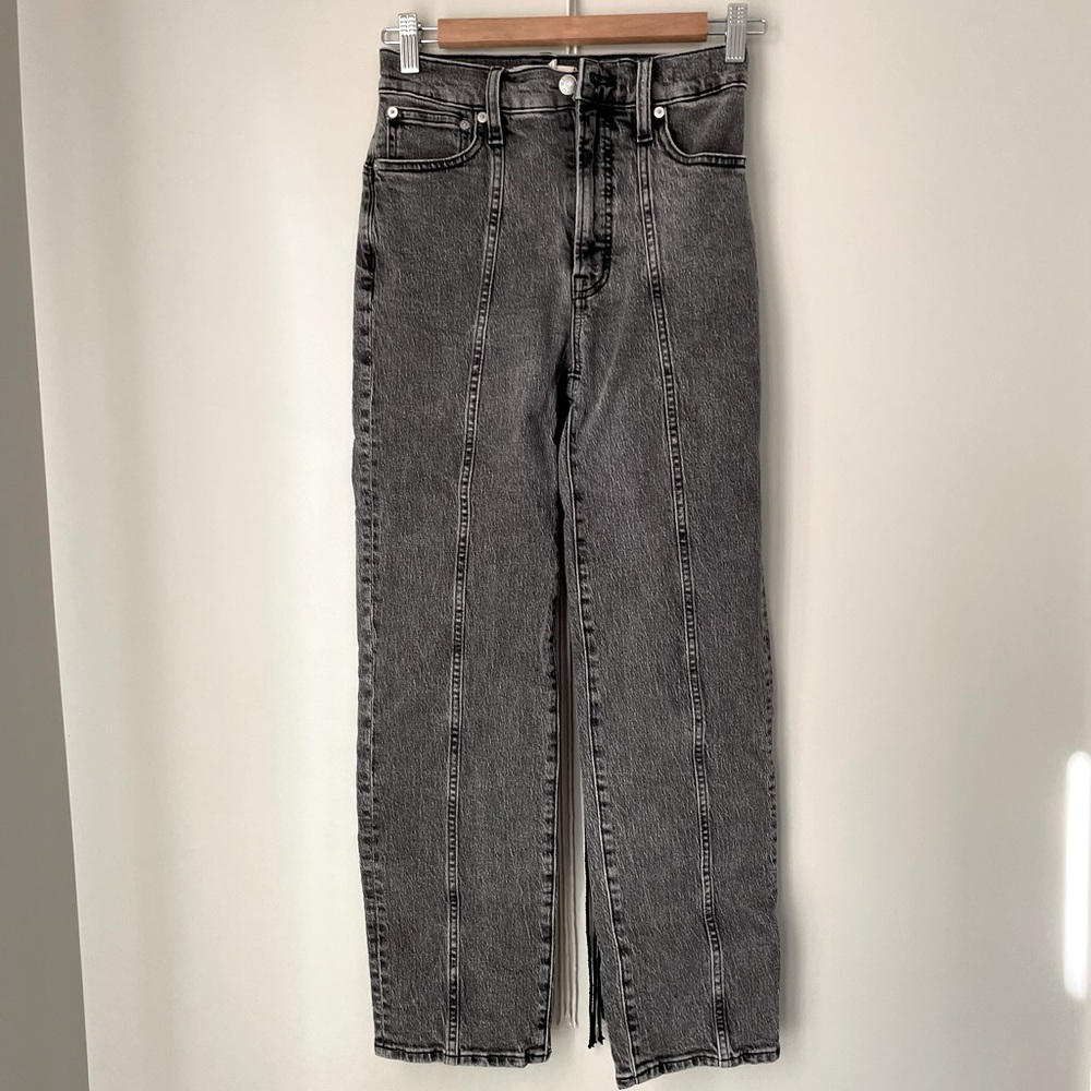 Madewell high rise straight leg washed black jeans